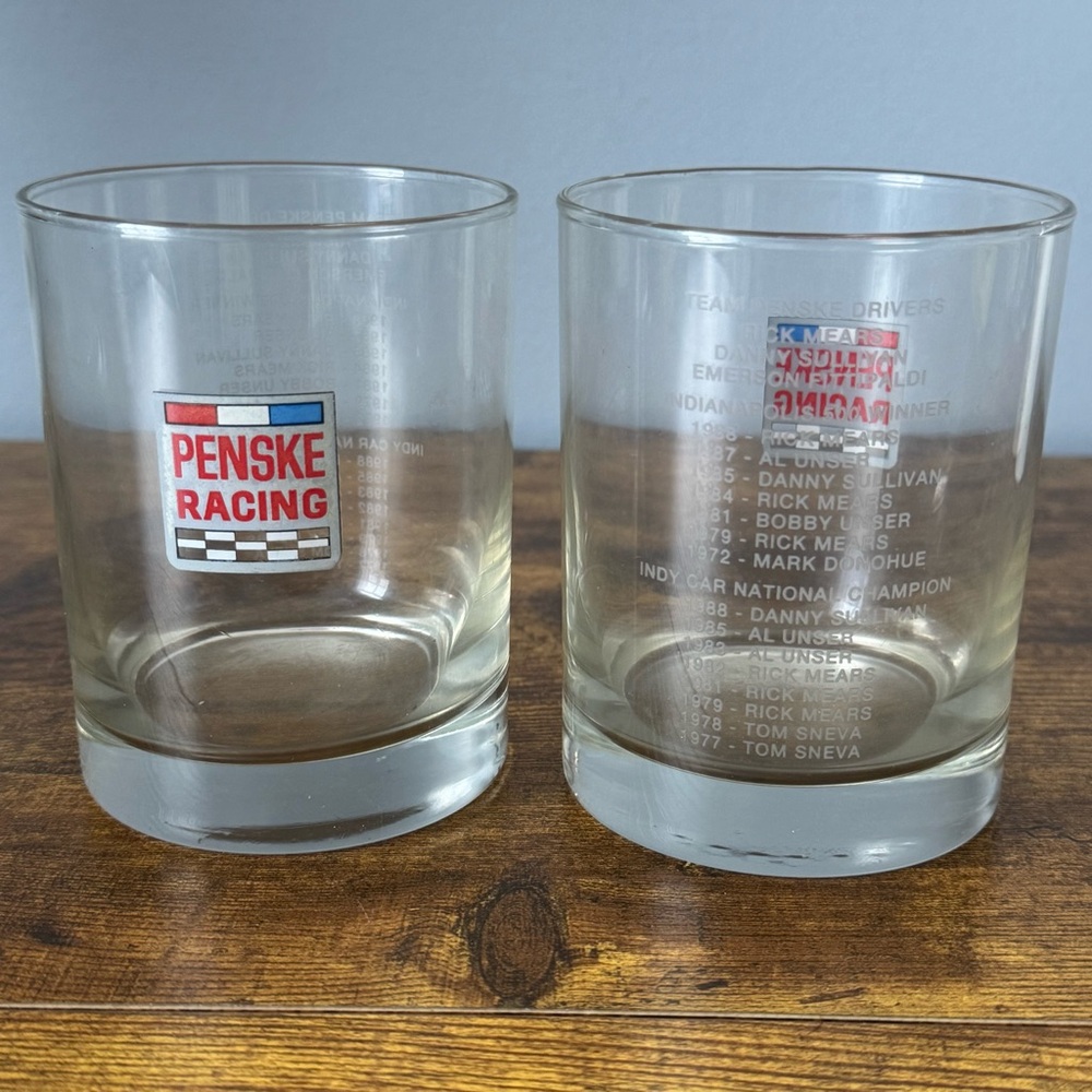 Penske Racing 1988 Indy 500 Rock Glass 2 Rick Mears Danny Sullivan